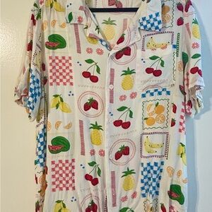 Target Colorful Fruit Print Button Down Shirt